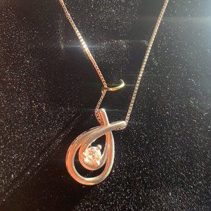 NWT, Teardrop Diamond Sterling Silver Necklace